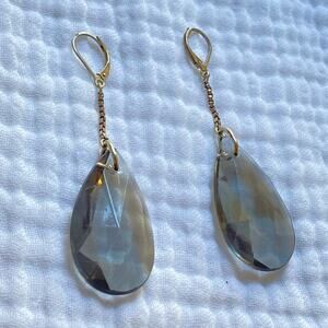Y2K Fred Segal Sterling Silver & Smoky Lucite Drop Earrings | Never Worn